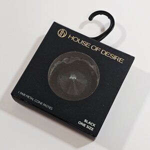 House of Desire Metal Cone Round Nipple Covers Pasties, Black, One Size